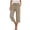Khaki, variant on cocolona Womens Casual Capri Pants Summer Elastic Waist Straight Wide Leg Cropped Trousers with Pocket
