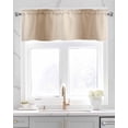 thumbnail image 2 of Beige Ombre Kitchen Valances for Windows Farmhouse Linen Window Valance Curtain for Living Room Window Treatment Khaki Modern Art Farmhouse Valance Rod Pocket Topper Drape, 42 x 18 Inch, 2 of 6