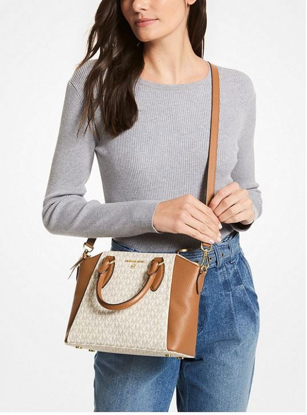 MICHAEL KORS BEDFORD BUCKET SHOULDER - VANILLA/ACORN-MD