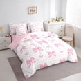thumbnail image 2 of Erosebridal Kid Butterfly Bow Knot Bedding Comforter Set 7pcs, Love Heart King Bedding Sets, White Pink, 2 of 7