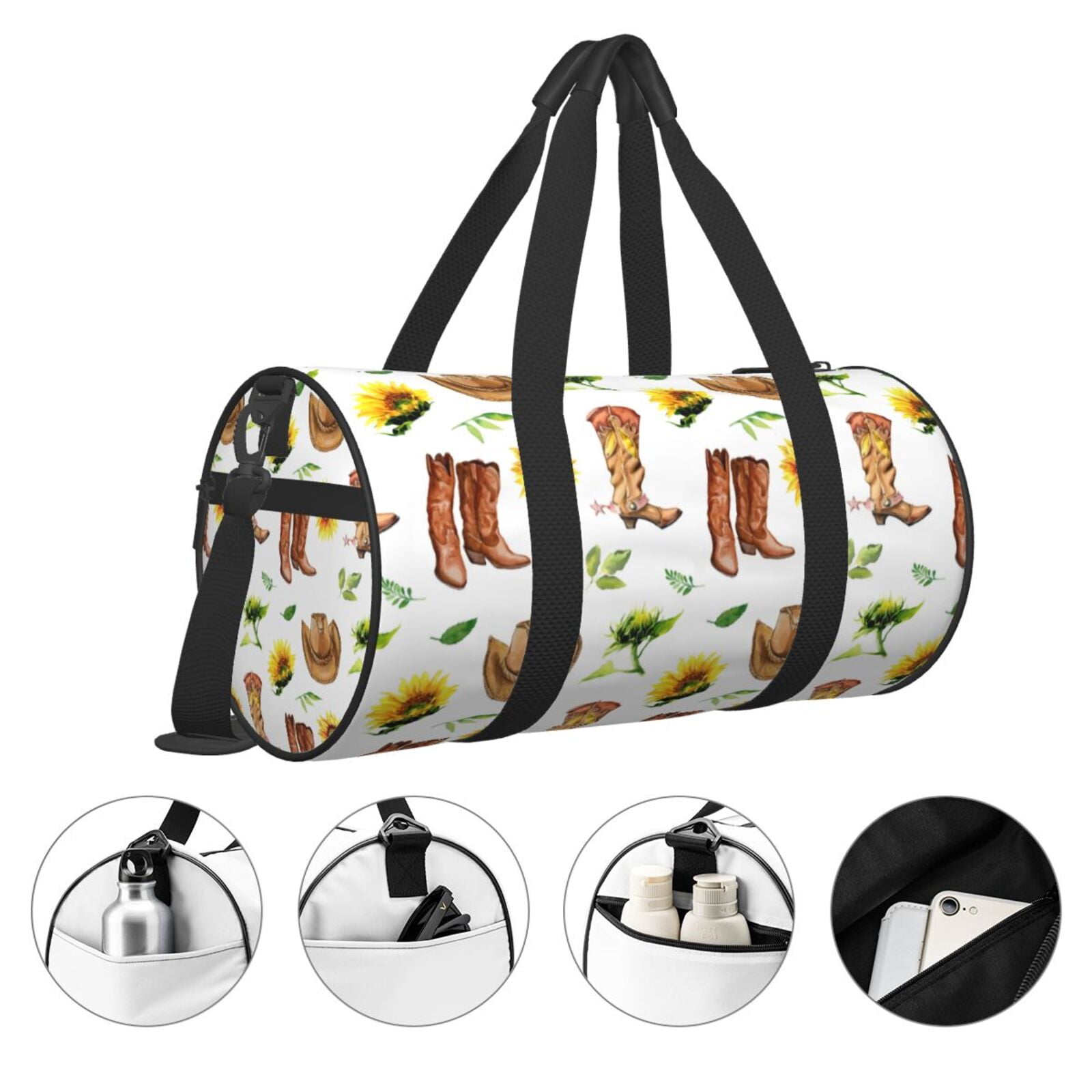 Vsdgher Rustic Western Charm 45L Foldable Duffel Bag, Sports Gym Bag,Overnight Bag, Portable Weekender Bag for Airplanes