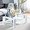 White, variant on Living Room Rectangle Coffee Table, Tea Table Suitable for Waiting Room, Modern Side Coffee Table with Wooden Leg, Glass Tabletop with Lower Shelf,Grey Marble