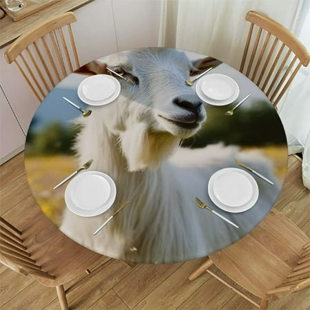 

SHERONV Goat Horns Field Round Tablecloth Stain-Resistant Washable 100% Polyester Table Cloth for Indoor Outdoor Restaurants Weddings Parties 38 -42