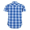 thumbnail image 2 of Coevals Club Men's Western Shirt Cowboy Plaid Country Pearl Snap Button Short Sleeve Two Pockets Work Shirts 29 Blue White 4X-Large, 2 of 7