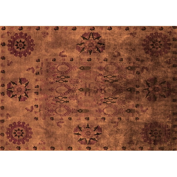 Ahgly Company Indoor Rectangle Oriental Orange Industrial Area Rugs, 4' x 6'