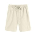 thumbnail image 5 of Sopiago Bermuda ShortsGirls Knee Length Shorts Straight Leg Long Shorts Loose Casual Solid Drawstring Elastic Waist Short Pants (Beige,13-14 Years), 5 of 5