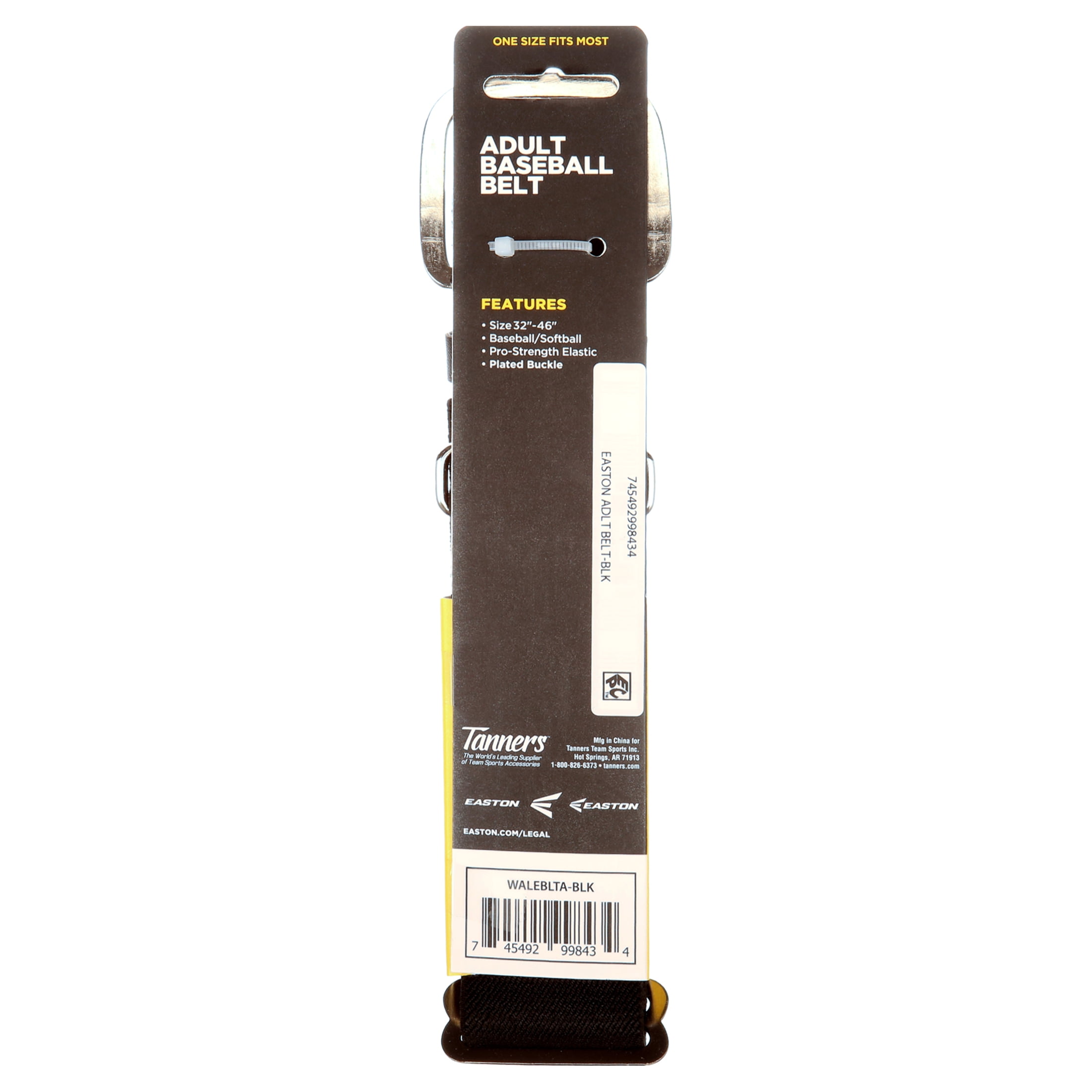 Easton Baseball Belt, Black, Adult Size