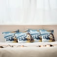 thumbnail image 4 of Ambesonne Cat Throw Pillow Cover Pack of 4, Sunbathing Kitten Seaside Shore, 4 Pcs-36" x 16", Blue Pale Mustard, 4 of 5
