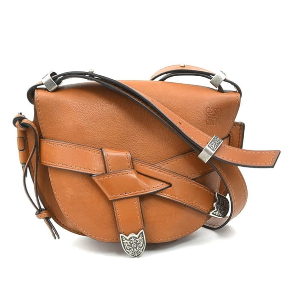 Pre-Owned Loewe LOEWE Shoulder Bag Gate Western Small Leather Brown Women's 90246i