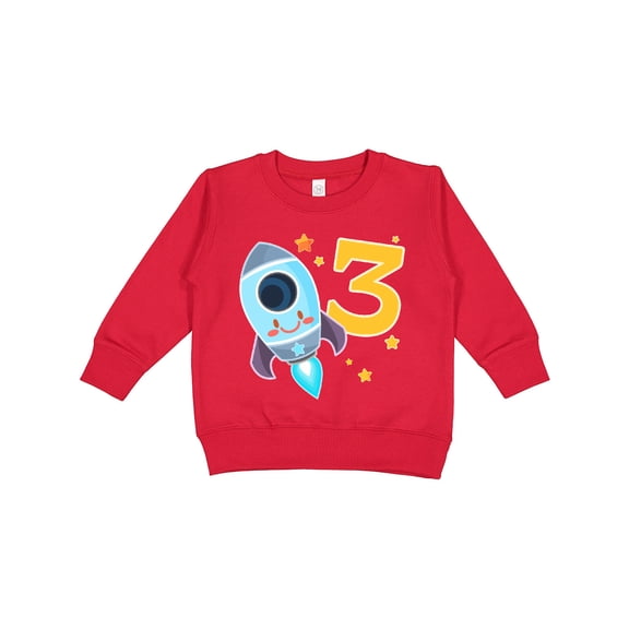 Inktastic Rocket Space Ship Happy Third Birthday Toddler Sweatshirt