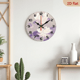 thumbnail image 5 of 2D Flat, 1pc 10Inch Purple for Lotus Backdrop Clock - 10inch Wood Veneer Europe and America Style Round Silent Flat Wall Clock - Batteries Not Included - Add Joyful Time to Your Study Or Living Ro, 5 of 7