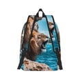 thumbnail image 3 of Balery Ice Blue Coastal Lion Vintage Canvas Backpack for Men and Women - Large Capacity, Durable Travel Laptop Bag for School, Work, Hiking, and Outdoor Activities-Small, 3 of 7