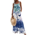 thumbnail image 2 of Women's Summer Overalls Jumpsuits Boho Sleeveless Wide Leg Romper with Pockets Blue 2XL, 2 of 5