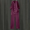 thumbnail image 4 of Fiaer,Women's V Neck Oversized Lounge Wear Sets,Loose Fit Casual Trendy Outfits Sets with Pockets,Women's Button down Shirts and Elastic Waisted Pants Wine XXL, 4 of 4
