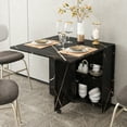 DINAZA Folding Dining Table Drop Leaf Table for Small Spaces with Storage Racks Multifunction