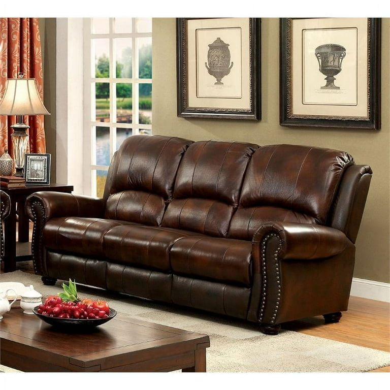 Transitional Living Room With Leather Sofa | Cabinets Matttroy