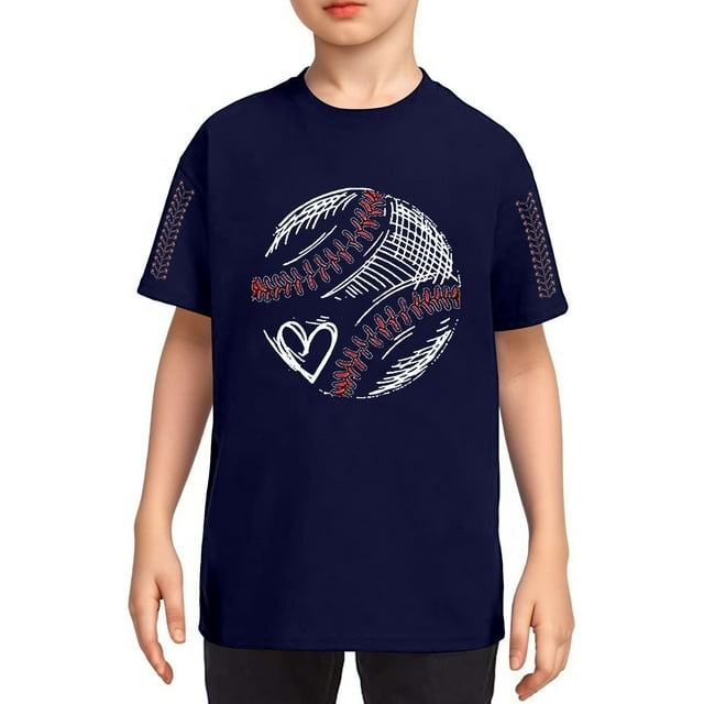 TIEVOSA T-Shirt Graphique de Baseball pour Garçons et Filles, Col Rond, Manches Courtes, pour Adolescents, Mignon, Athlétique, Décontracté, 3-13 Ans