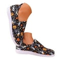 thumbnail image 3 of YLYL Women's Halloween Canvas Sneakers 2025 Skeleton Pumpkin Printed Low Top Lace up Slip-On Casual Flat Walking Shoes, 3 of 5