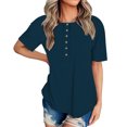 thumbnail image 3 of Womens Henley Shirt, Short Sleeve Shirts for Women Summer Casual Loose Fit Solid Color Button Up T-Shirts Tops, 3 of 6