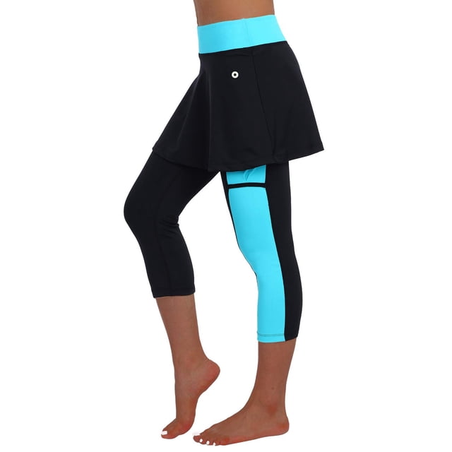 Anivivo Leggings Con Falda Para Mujer Capri Con Falda Leggings De Tenis Para Mujer Con Bolsillos Y Leggings Con Faldas Ropa De Tenis (Negro 2Xl-Bolsillos)