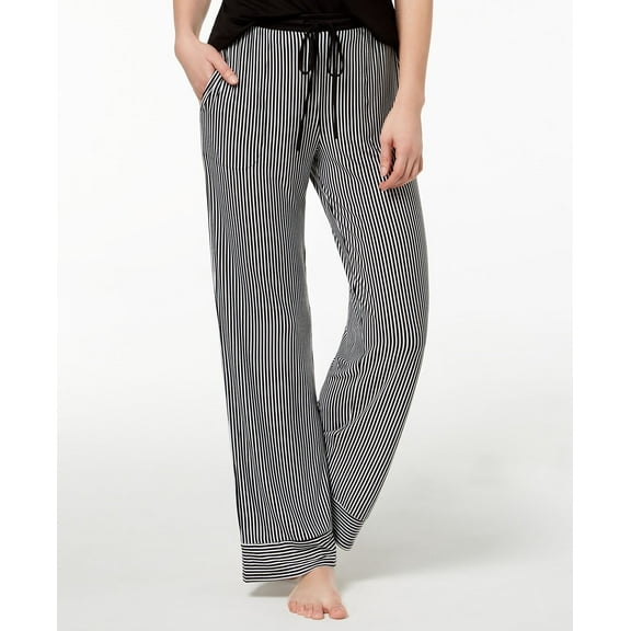 DKNY Striped Pajama Pants, Black Print, Size Medium