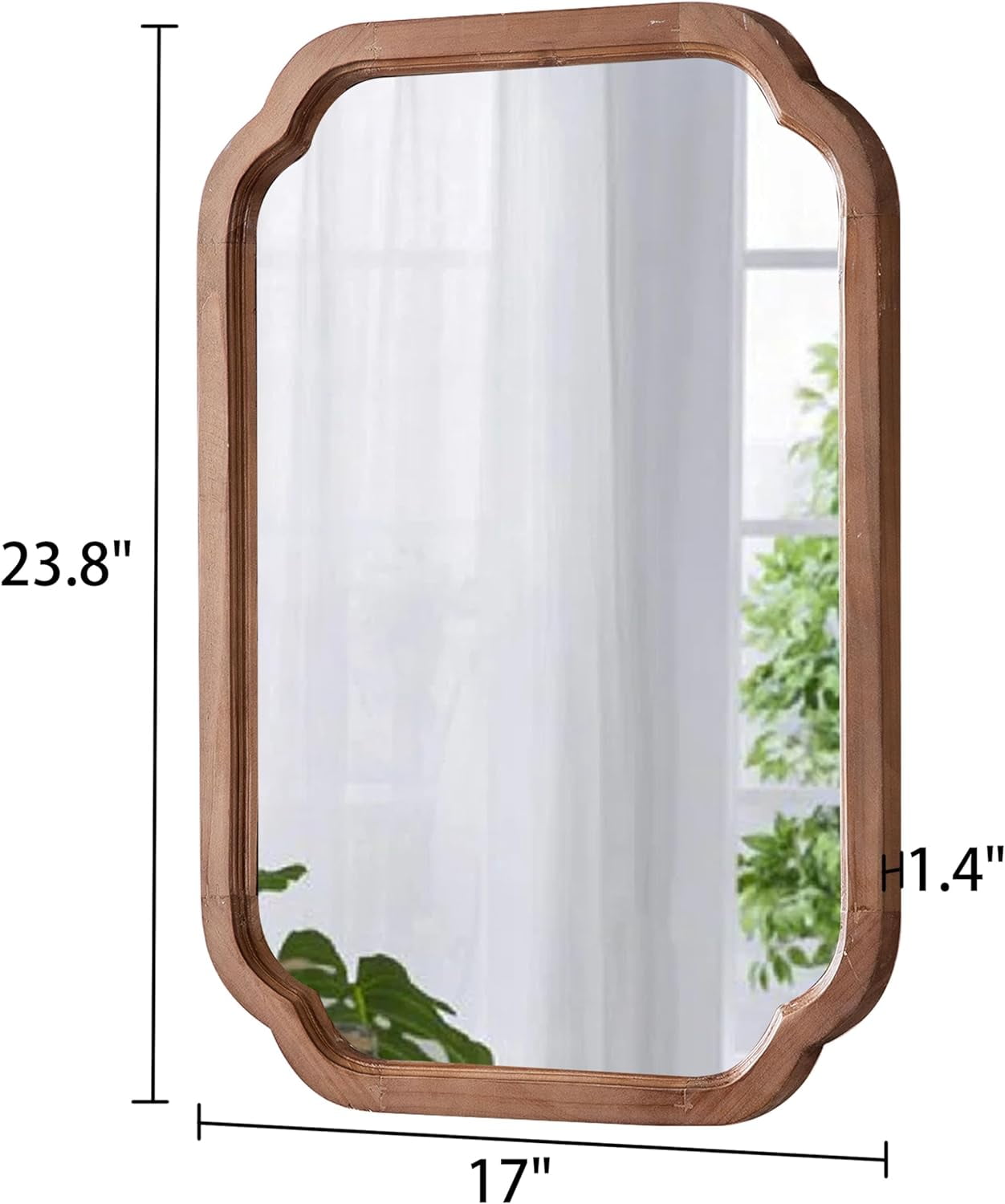 Sintosin Farmhouse Mirrors for Wall Decor 17" x 24", Distressed Wood Frame Bathroom Mirrors for over Sink, Decorative Arched Corner Rectangle Mirror for Home Decor