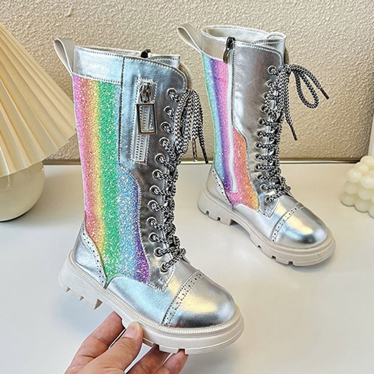 Girls Spot On Clear Lace Up Jelly Boots – Coloured Sole, Synthetic Wellington