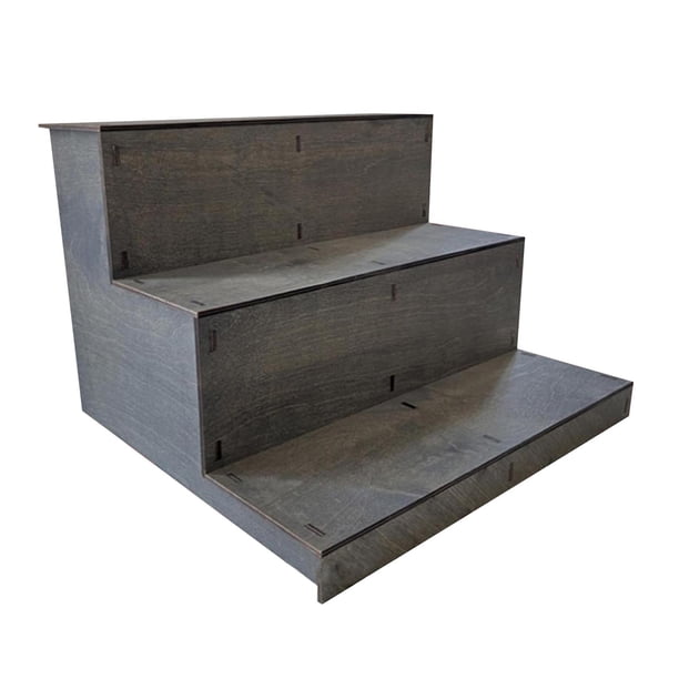 Expositor de alimentos de madera de 3 niveles, multifuncional, para decoración de fiestas y estilo rústico. Negro
