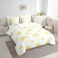 thumbnail image 3 of Manfei Lovely Bowtie 7-Piece Twin Bedding Sets,Yellow White Bedding Comforter Set,Ribbon Bow Knot Sheet Sets For Girls,Microfiber Bedroom Decor Reversible, 3 of 8