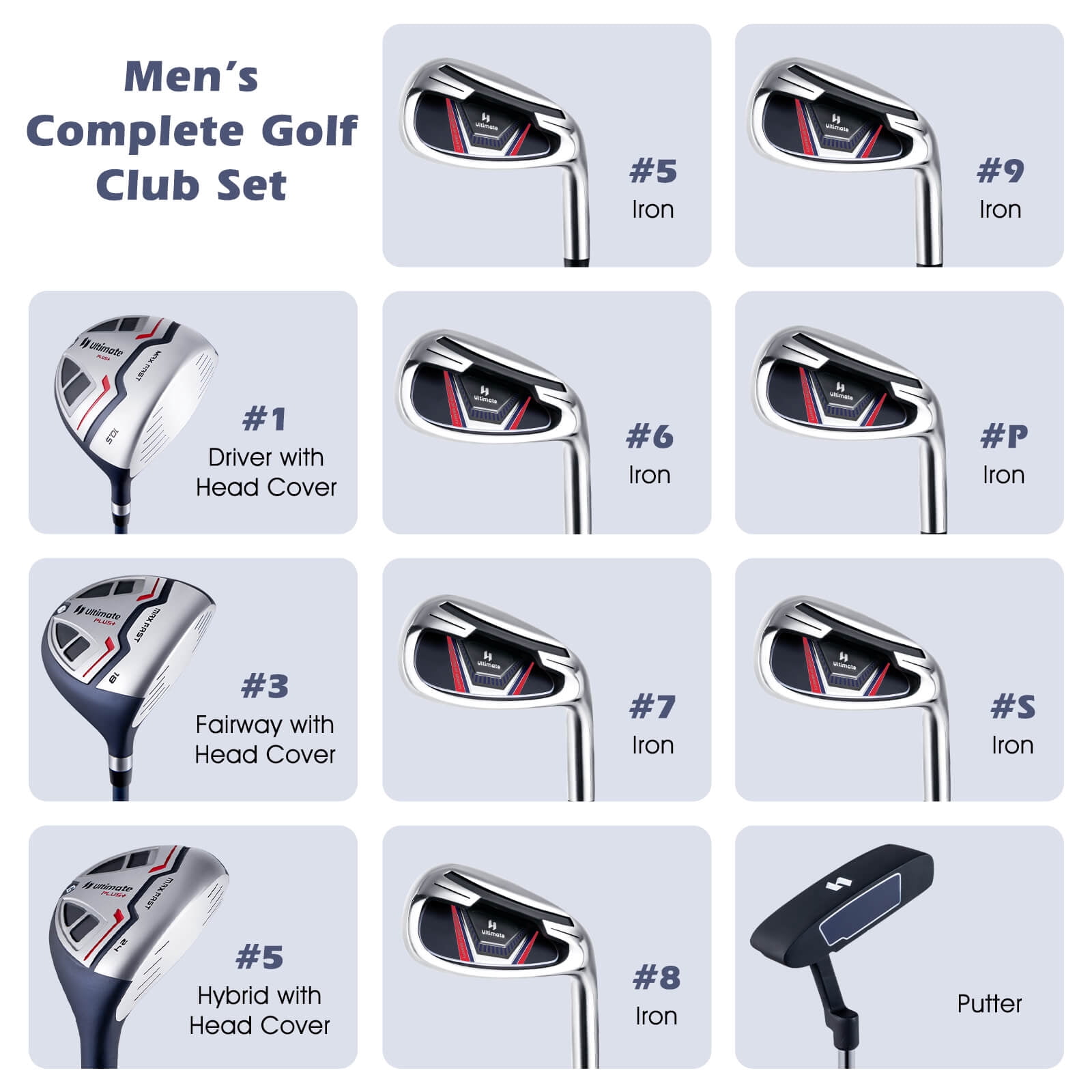 Costway Ultimate Men's Complete Golf Club, Blue
