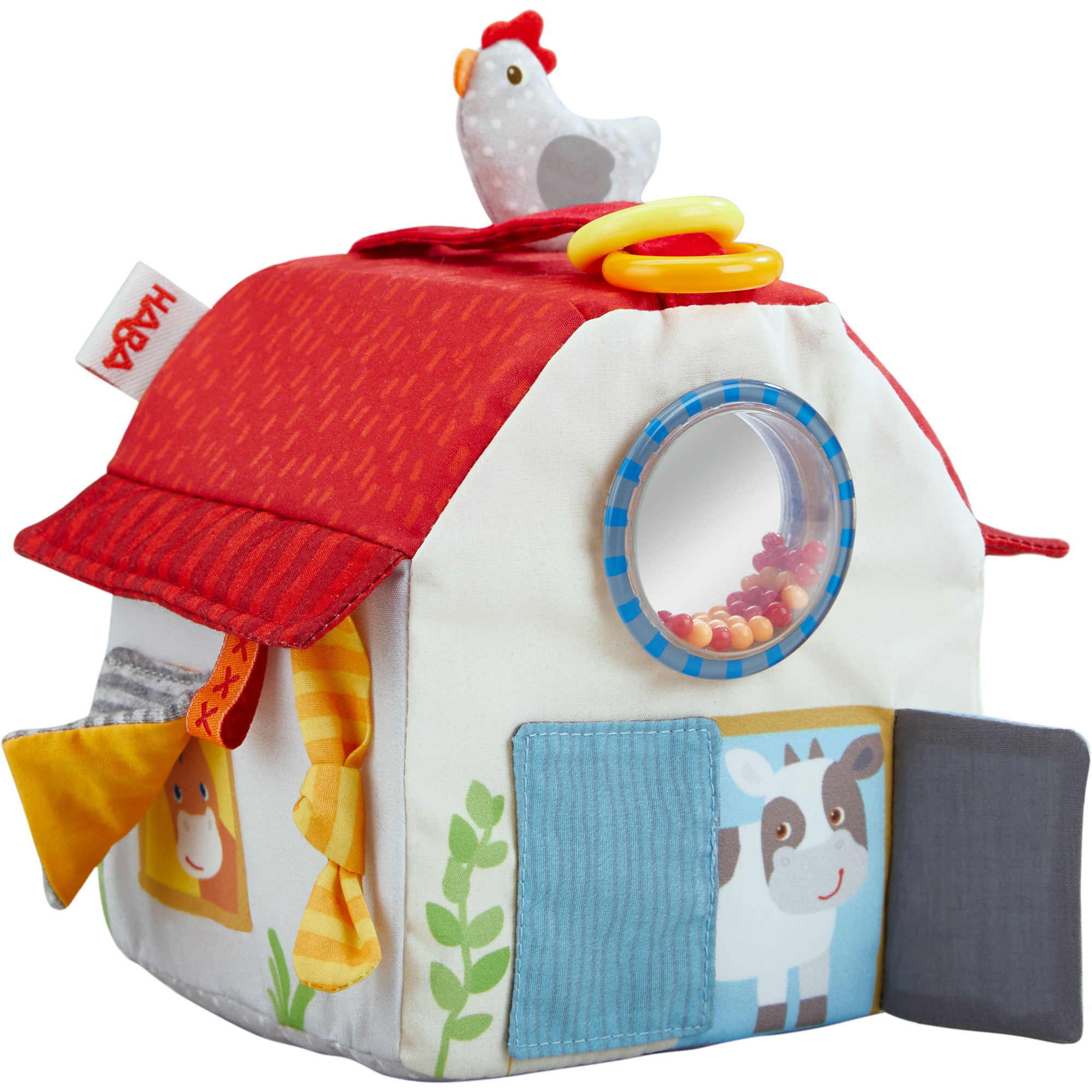 HABA Sensory Play Cube Farmyard - Infant Toys for Tummy Time, 6 Months+