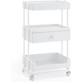 thumbnail image 2 of BarberPub Utility Cart with Lockable Wheels, Trolley Cart with Storage Drawer, 3 Shelves, 2 of 9