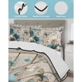 thumbnail image 3 of Quilts Queen Size Bedding Set, Teal Tulip Butterfly Reversible Summer Quilt 3 Pieces, Beige Turquoise Floral Farmhouse Wooden Lightweight Bedspreads Coverlets with 2 Pillow Shams for All Seasons, 3 of 5