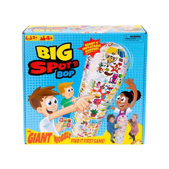 ¡Gran Spot 'N Bop! The Giant Wobbly ""Find It First"" Juego Una divertida carrera activa para la mente y el cuerpo Corre alrededor del gigante inflable de 4 pies (122 cm) para encontrar y unir imágene