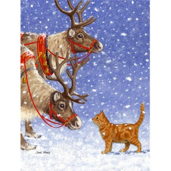 Reindeers & Cat Flag Canvas House Size