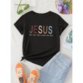 thumbnail image 1 of Camiseta de manga corta con cuello redondo y estampado de letras para niña preadolescente, de algodón, con cuello redondo y manga corta, corte holgado informal, lavable a máquina, ideal para uso inf, 1 of 5