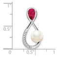thumbnail image 2 of Auriga Fine Jewelry 14K White Gold Ruby/FWC Pearl/Diamond Infinity Chain Slide Pendant for Women (L-22.1mm, W-11.2mm), 2 of 6