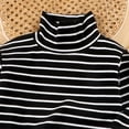 thumbnail image 4 of Girls Boys Turtleneck Long Sleeve Tops Striped Pullover Slim Fit Layering Fall Winter Fashion Soft Comfort Base Shirts White 2-3Years, 4 of 9