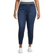 Angle View: No Boundaries Juniors' Plus Size Essential Knit Pull On Jeggings with Ribbed Elastic Waistband