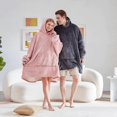 thumbnail image 2 of (Pink)Wearable Blanket Hoodie, Oversized Sherpa Blanket Sweatshirt with Hood Pocket and Sleeves, Super Soft Warm Plush Hooded Blanket for Adult Women Men, O, 2 of 5