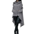 thumbnail image 5 of VISALY Hoodies Pullover Drawstring Sweatshirt Women's Solid Color Irregular Loose Pocket Sweatshirt Oversized Sweatshirt Lightweight Pullover for Women Dressy Sweaters for Women Dark Grey Xxl, 5 of 6