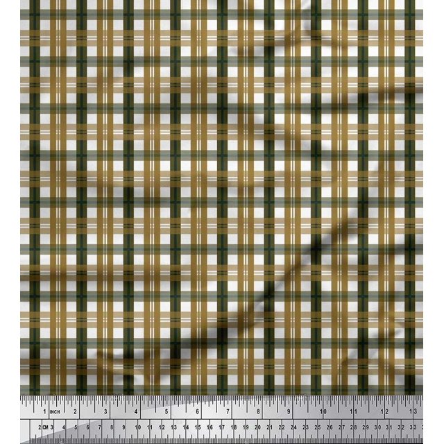 Soimoi Cotton Poplin Fabric Gingham Check Printed Fabric 1 Yard 56 Inch Wide