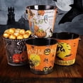 thumbnail image 1 of Halloween Candy Bucket Halloween Bucket with Handle for Halloween Steel Trick Candy Buckets for Party Halloween Candy Holder Random Patterns, 1 of 3