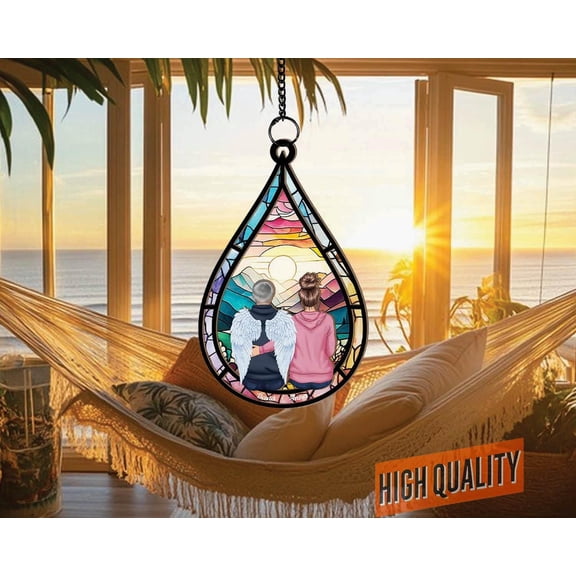 Custom Family Name Tear Suncatcher, Personalized Dad And Daughter Suncatcher, Family Window Hanging, Best Gift For Dad, Family Keepsake Gift 1841193634