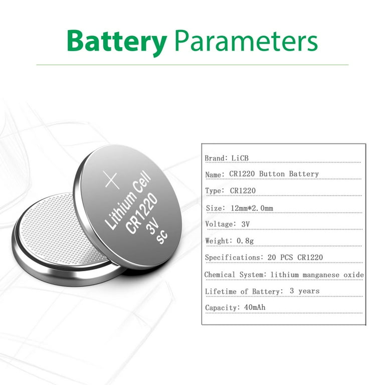 LiCB 20 Pack CR1220 Batteries 3V CR 1220 Battery Perfect for Kitchen Timer  & G-Shock Watch