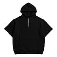 thumbnail image 6 of BVOFAR Waffle T Shirts for Men Comfort Quarter Zip Hooded Shirt Oversized Short Sleeve T-Shirt Comfortable Knit Basic Tees Golf Shirts Black S, 6 of 7