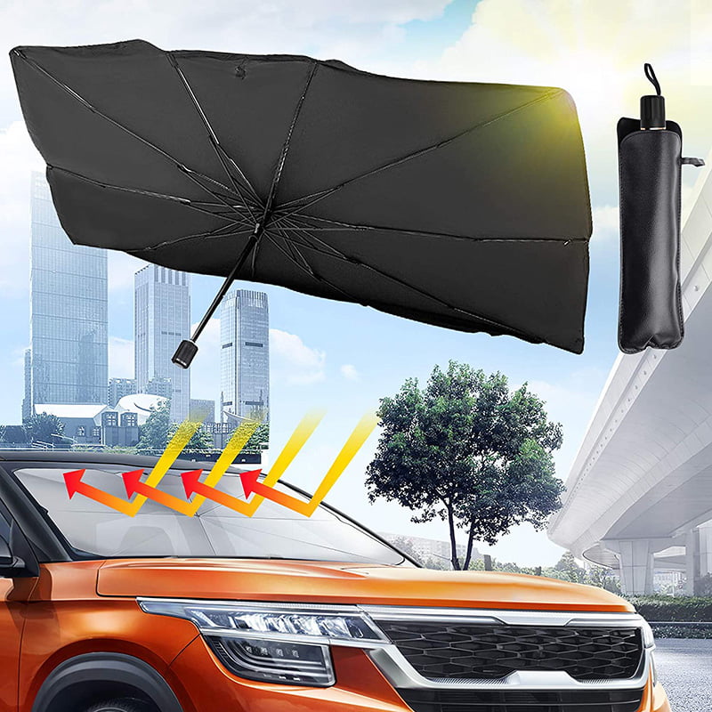 Reflective Black Foil Car Sun Shade Standard Reversible Folding Windshield Cover 
