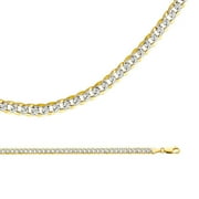 Cuban Chain Solid 14k Yellow White Gold Necklace Diamond Cut Curb Pave Two Tone Heavy, 4.8 mm - 24 inch