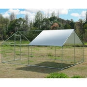 Betisef Medium Metal Chicken Coop Walk-in Poultry Cage Pen Rabbit Duck Habitat Cage Hen Run House with Waterproof&Anti-UV Cover for Outdoor Backyard Farm Use w/pointed roof (13.12’ L×9.84’ W)