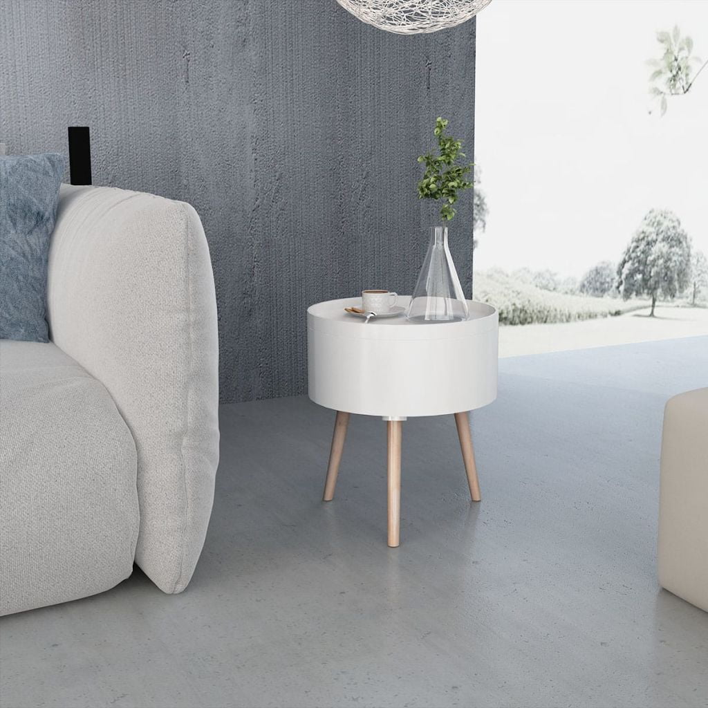 Kepooman 15.6" Modern Round End Sofa Storage Tables with Serving for Bedroom, White